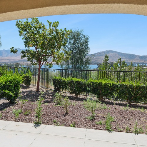 patio with mountain views